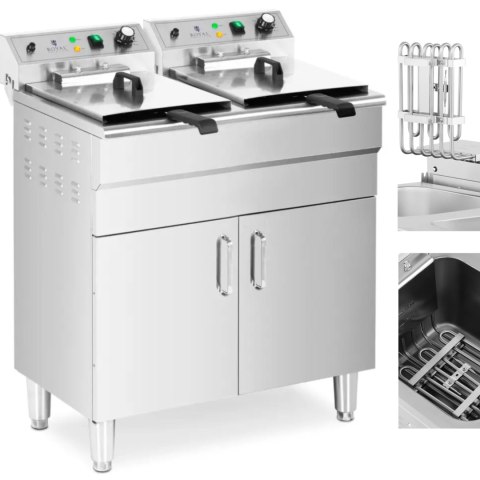 Frytownica elektryczna podwójna wolnostojąca z szafką 400 V 10000 W 26 l Royal Catering