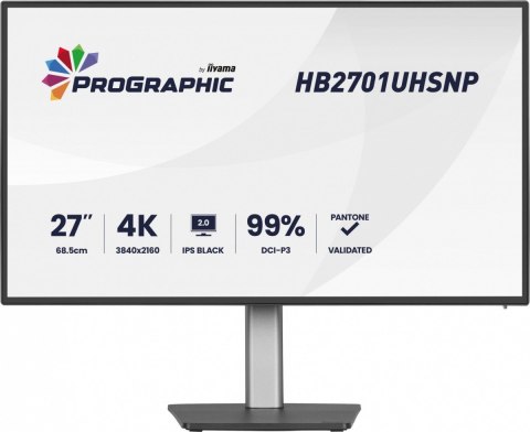 Monitor 27 cali ProGraphic HB2701UHSNP-B1 4K,IPS BLACK 2.0,450cd,VESA USB-c dock(PD:96W),HDMI,DP,DAISY/CHAIN,4xUSB,RJ45,3000:1,s IIYAMA