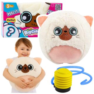 Piłka Do Skakania Rosnąca Pluszowa Kotek Biały Pompka 50 cm LEAN Toys