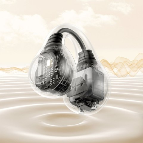 Słuchawki bezprzewodowe douszne otwarte Bass 15 Clip OWS z kablem USB-C - białe BASEUS