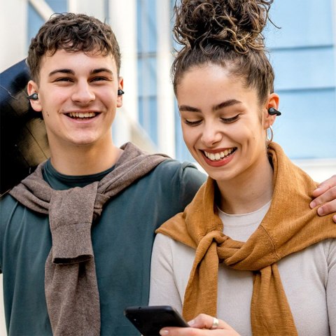 Słuchawki bezprzewodowe douszne otwarte Bass 15 Clip OWS z kablem USB-C - czarne BASEUS