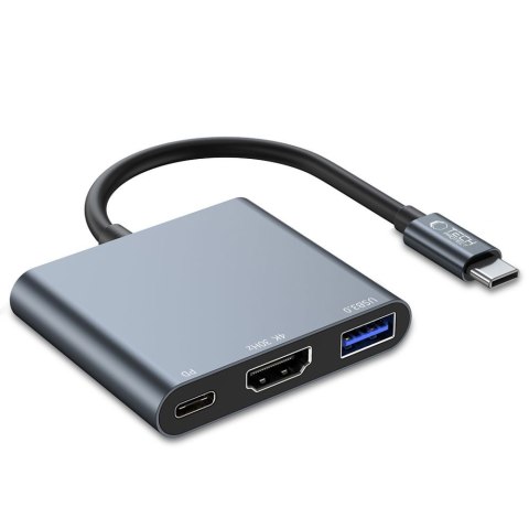 3w1 HUB rozdzielacz USB-C na USB-A USB-C PD 100W HDMI 4K 30Hz - szary Tech-Protect