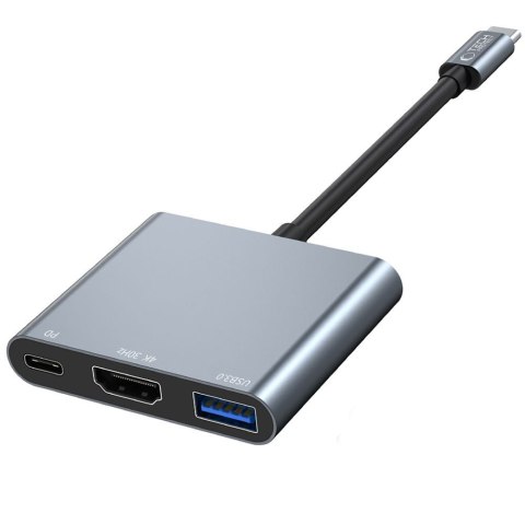 3w1 HUB rozdzielacz USB-C na USB-A USB-C PD 100W HDMI 4K 30Hz - szary Tech-Protect