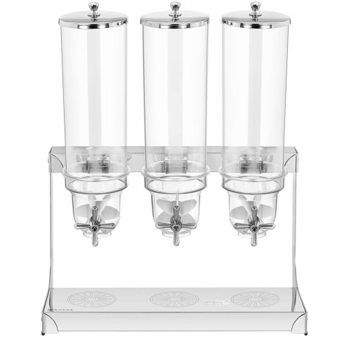 Dozownik dyspenser do płatków ryżu cukierków przezroczysty potrójny 10.5 l Royal Catering