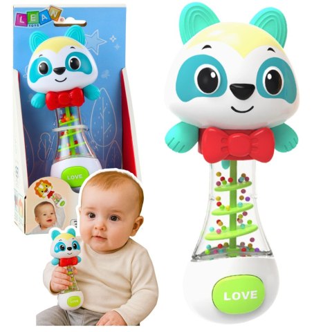 Grzechotka Zabawka Dla Niemowlaka Miś Z Kolorowymi Kuleczkami LEAN Toys
