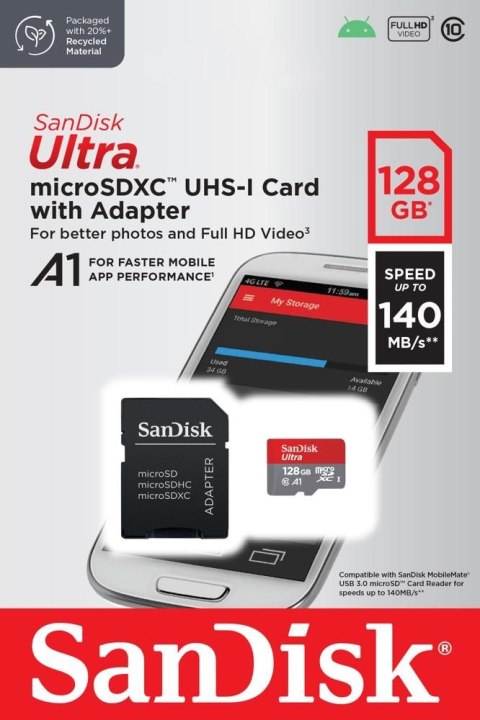Karta Ultra microSDXC 128GB 140MB/s A1 + Adapter SD SanDisk