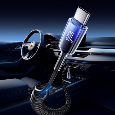 Kabel przewód spiralny USB-C - USB-C Crystal-Clear Series 60W 1.5m - czarny JOYROOM