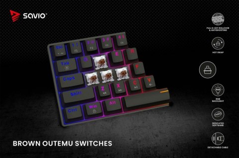 Klawiatura mechaniczna BLACKOUT X2 OUTEMU Brown, Hot Swap Savio
