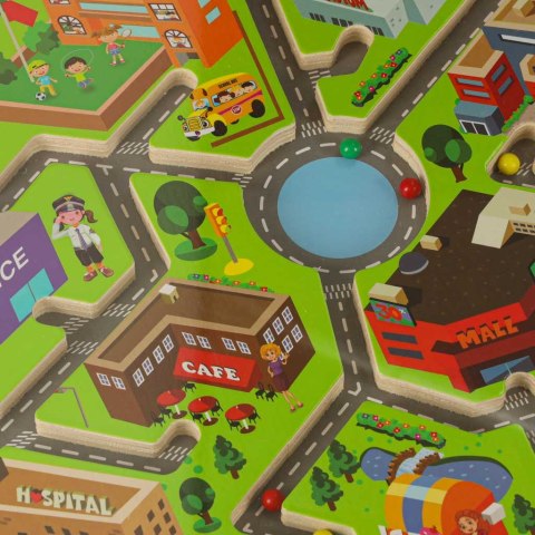 Gra labirynt magnetyczna planszowa drewniana do podróży duże miasto 2 graczy Kik Sp. z o. o. Sp. k.