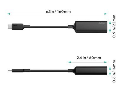CB-A30 aluminiowa karta sieciowa USB-C Gigabit 10/100/1000 Mbps RJ45 | 1 Gb/s | USB 3.0 Typ C | diody LED AUKEY
