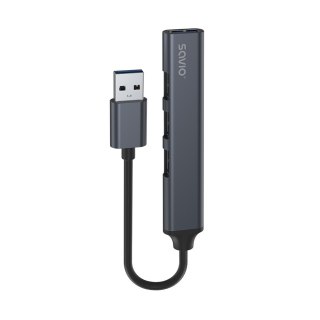 Hub 4 porty USB-A - 3 x USB-A 2.0, 1 x USB-A 3.0, 5 Gbps, Aluminium, AK-70 Savio