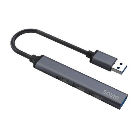Hub 4 porty USB-A - 3 x USB-A 2.0, 1 x USB-A 3.0, 5 Gbps, Aluminium, AK-70 Savio
