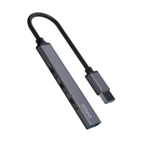 Hub 4 porty USB-A - 3 x USB-A 2.0, 1 x USB-A 3.0, 5 Gbps, Aluminium, AK-70 Savio