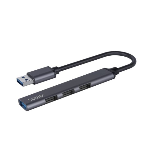 Hub 4 porty USB-A - 3 x USB-A 2.0, 1 x USB-A 3.0, 5 Gbps, Aluminium, AK-70 Savio