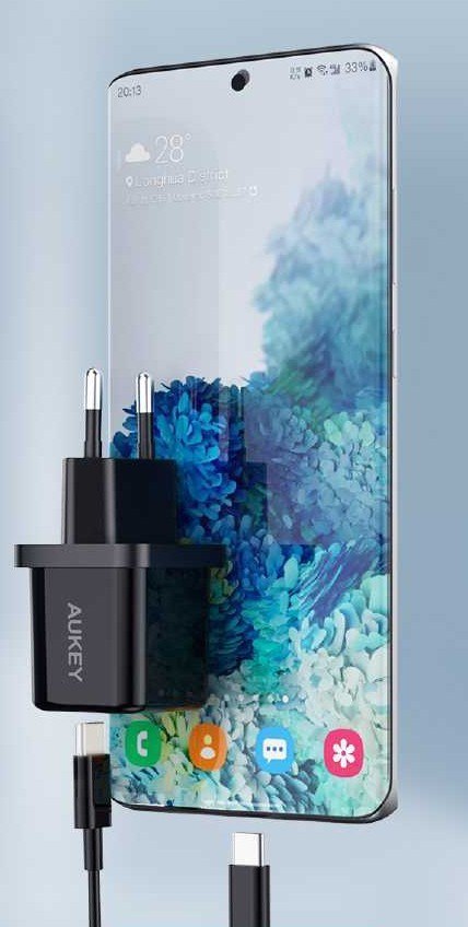 PA-F5 OEM Black Mini ładowarka sieciowa 1xUSB-C 20W PD Power Delivery AUKEY