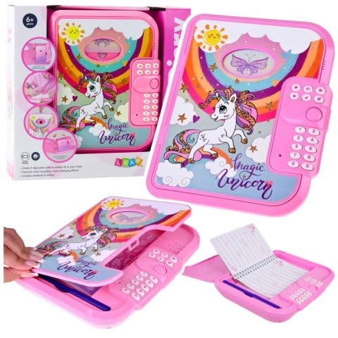 Pamiętnik Notatnik Na Kod Jednorożec Nagrywanie Głosu Quiz Melodie Różowy LEAN Toys