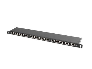 Patch Panel 24 Port 0.5U Kat.5E czarny ekranowany Lanberg