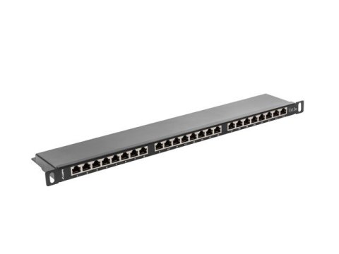 Patch Panel 24 Port 0.5U Kat.5E czarny ekranowany Lanberg