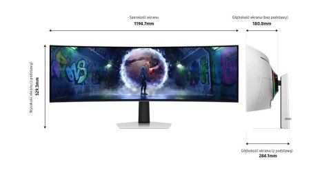 Monitor 49 cali Odyssey G9 G95SD OLED 5120x1440 DQHD 32:9 1xHDMI 1xmicroHDMI 1xDP 1xUSB-C 2xUSB 0,03ms 240Hz zakrzywiony głośnik Samsung