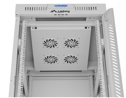 Szafa stojąca rack 19 cali 22U 600x800 szara drzwi szklane LCD flack pack Lanberg