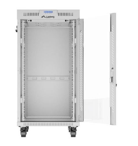 Szafa stojąca rack 19 cali 22U 600x800 szara drzwi szklane LCD flack pack Lanberg
