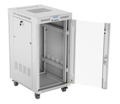 Szafa stojąca rack 19 cali 22U 600x800 szara drzwi szklane LCD flack pack Lanberg