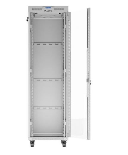 Szafa stojąca rack 19 cali 42U 600x800 szara drzwi szklane flack pack Lanberg