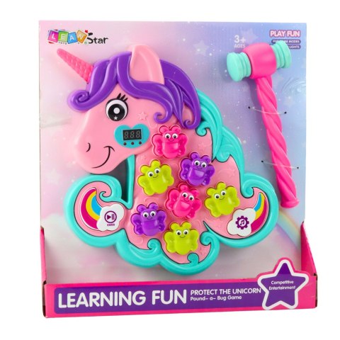 Gra Zręcznościowa Whac A Mole Jednorożec Kolorowy Światła Dźwięki LEAN Toys