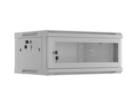 Szafa instalacyjna rack wisząca 19 cali 4U 600x450 drzwi perforowane (flat pack) szara Lanberg