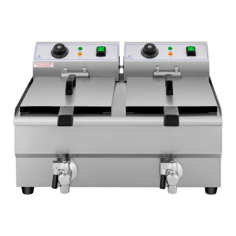 Frytownica podwójna gastronomiczna elektryczna z kranem 230 V 2 x 3000W 2 x 10 L Royal Catering