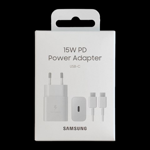Ładowarka sieciowa USB-C 15W PD AFC + kabel USB-C biały SAMSUNG