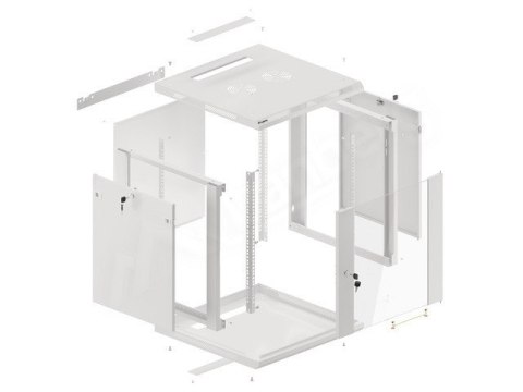 Szafa instalacyjna wisząca 19 cali 12U 600X600mm szara (drzwi szklane) Lanberg