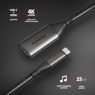 RVC-HI2M Adapter aktywny USB-C -> HDMI 2.0 4K/60Hz Aluminum, 25cm kabel AXAGON