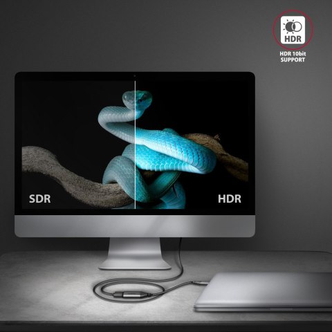 RVC-HI2M Adapter aktywny USB-C -> HDMI 2.0 4K/60Hz Aluminum, 25cm kabel AXAGON
