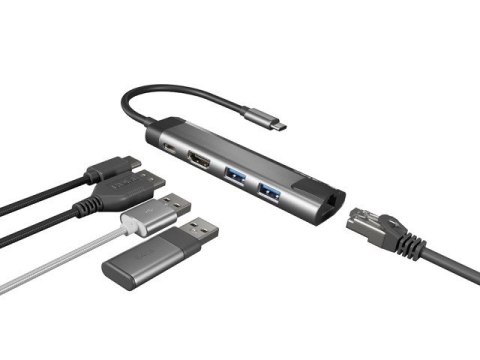 Stacja dokująca Multi Port Fowler Go USB-C - Hub 2x USB 3.0, HDMI 4K, USB-C PD, RJ45 Natec