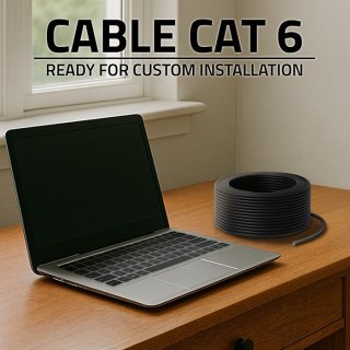 Kabel patchcord sieciowy skrętka UTP | CAT6 | High speed 1Gb/s | LAN | 50m | Czarny Qoltec