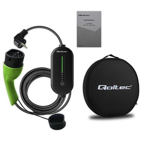 Mobilna ładowarka do samochodu elektrycznego EV z regulacją 2w1 Typ2 | 3.5kW | 230V | LCD | LED | 5m Qoltec