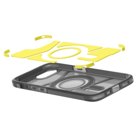 Etui plecki na iPhone 16e z podstawką Tough Armor MagSafe - przezroczysto-szare SPIGEN