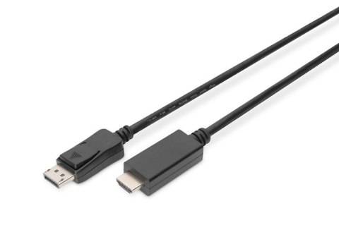 Kabel adapter DisplayPort 1.2 z zatrzaskiem 4K 60Hz UHD Typ DP/HDMI A M/M czarny 3m Digitus