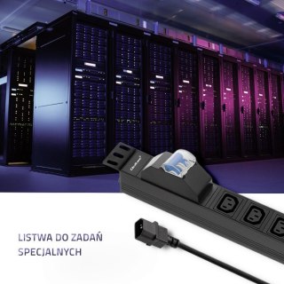 Listwa zasilająca do Rack 19cali | circuit breaker | 1U | 10A | PDU | 8xIEC C13 | 2m Qoltec