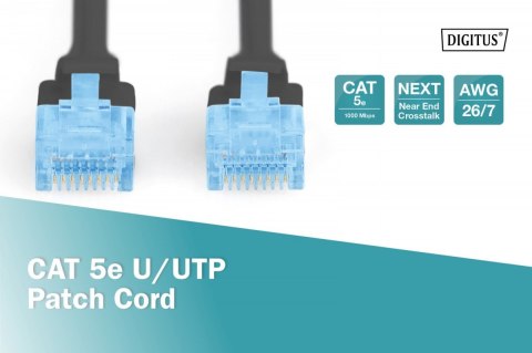 Patch cord U/UTP kat.5e PVC 1m czarny Digitus