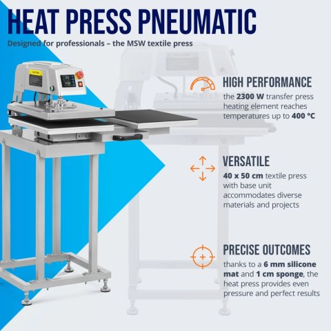Prasa termotransferowa pneumatyczna podwójna 40 x 50 cm MSW