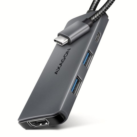 HMC-5H8K Wieloportowy hub USB 5in1, 5Gbps, 2x USB-A, 1x USB-C, HDMI 8K/30Hz, PD 100W, 15cm USB-C kabel AXAGON