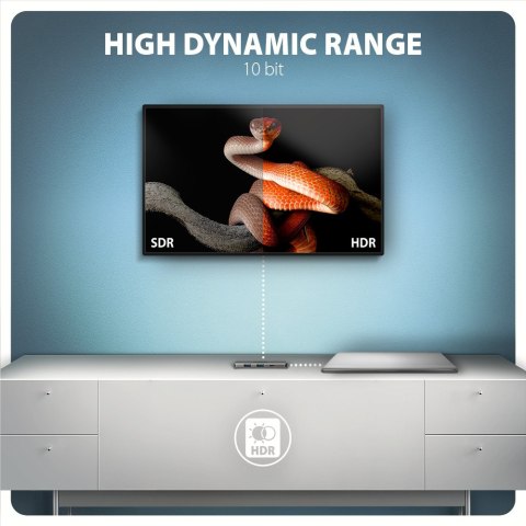 HMC-5H8K Wieloportowy hub USB 5in1, 5Gbps, 2x USB-A, 1x USB-C, HDMI 8K/30Hz, PD 100W, 15cm USB-C kabel AXAGON