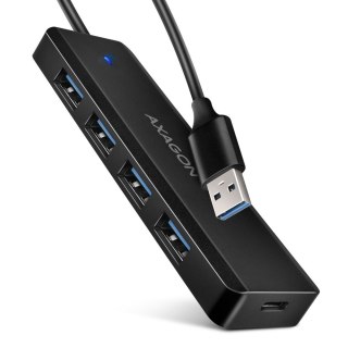 HUE-C1A 4-portowy hub USB 5Gbps Travel, USB-C power IN, kabel Type-A 19cm, USB-C dodatkowe zasilanie AXAGON