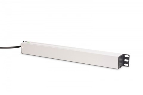 Listwa zasilająca PDU Rack 19" z zabezpieczeniem przeciążeniowym, 8 gniazd Schuko CEE 7/3 (45°), kabel 2m wtyk Unischuko, 16A, a Digitus