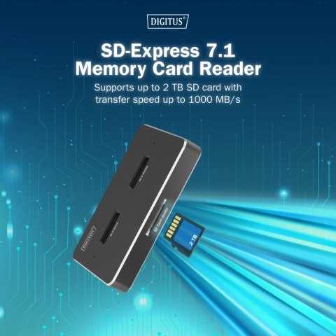 Stacja dokująca USB-C 3.2 Gen2 dla dysków SSD M.2 Duo NVMe oraz SATA (max. 2x 4 TB) z czytnikiem kart SD-Express 7.1 (max. 2 TB) Digitus