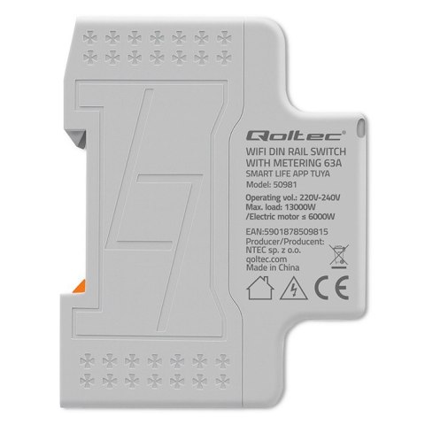 Jednofazowy elektroniczny licznik | miernik zużycia energii | DIN35 | zdalne sterowanie | historia pomiaru | WiFi | TUYA | Smart Qoltec