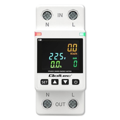 Jednofazowy elektroniczny licznik | miernik zużycia energii | DIN35 | zdalne sterowanie | historia pomiaru | WiFi | TUYA | Smart Qoltec