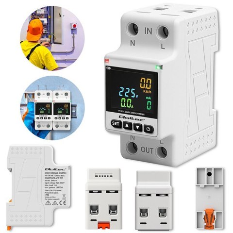 Jednofazowy elektroniczny licznik | miernik zużycia energii | DIN35 | zdalne sterowanie | historia pomiaru | WiFi | TUYA | Smart Qoltec